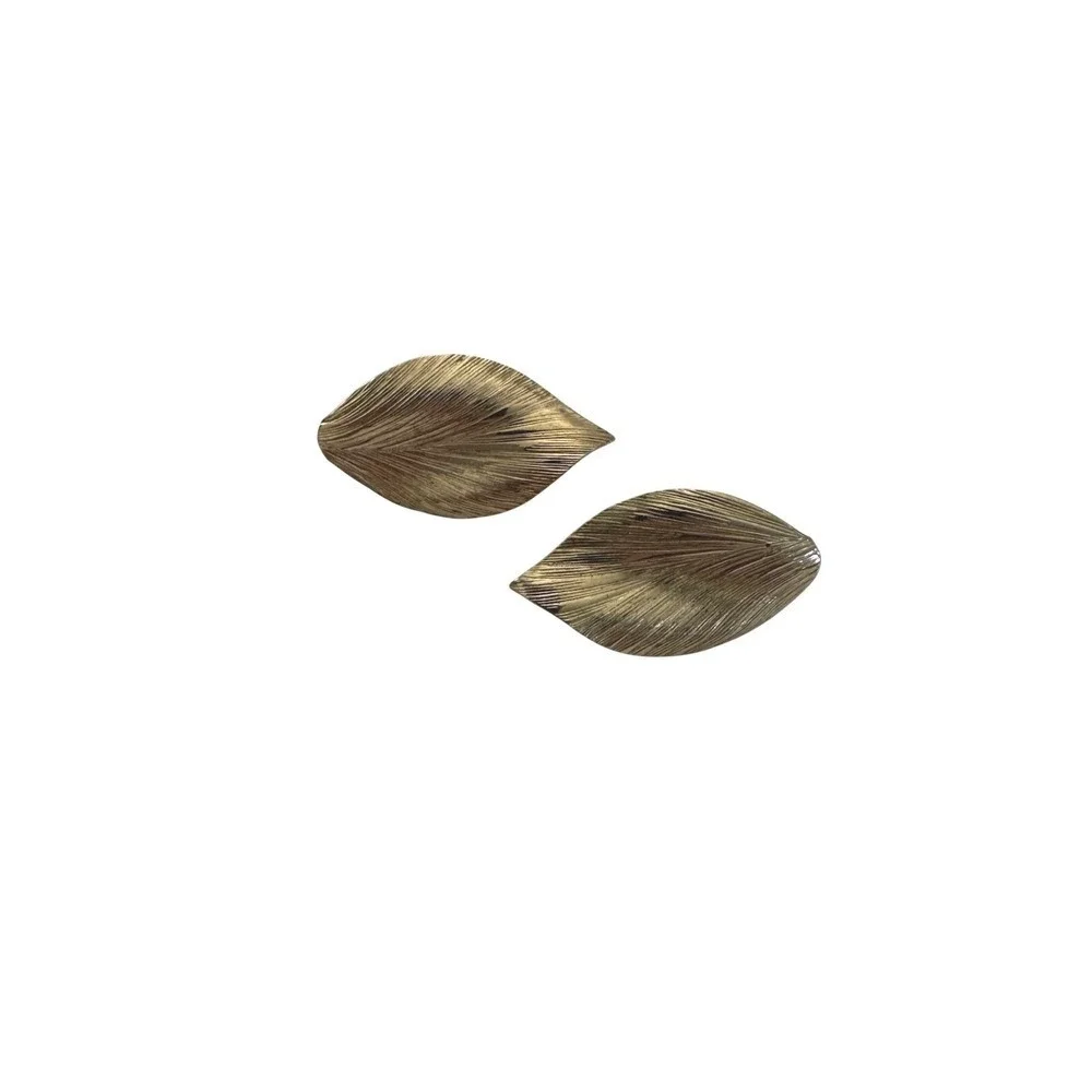 Christian Dior Vintage‎ Gold Tone Leaf Clip-On Earrings